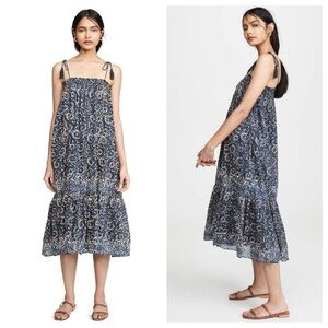Ulla Johnson Eugenia midi dress in azul blue cotton flowy beachy relaxed sz 10